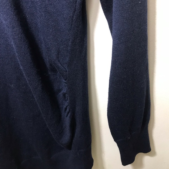 H&M S small navy blue Mama Maternity Sweater pullover open tie back bow - Picture 11 of 13